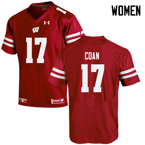 Wisconsin Badgers Women's #17 Jack Coan NCAA Under Armour Authentic Red College Stitched Football Jersey GR40R44EF